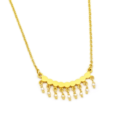 Pearl Pendant necklace, Brass with 22k gold plated jewelry for women, unique design necklace